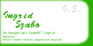 ingrid szabo business card